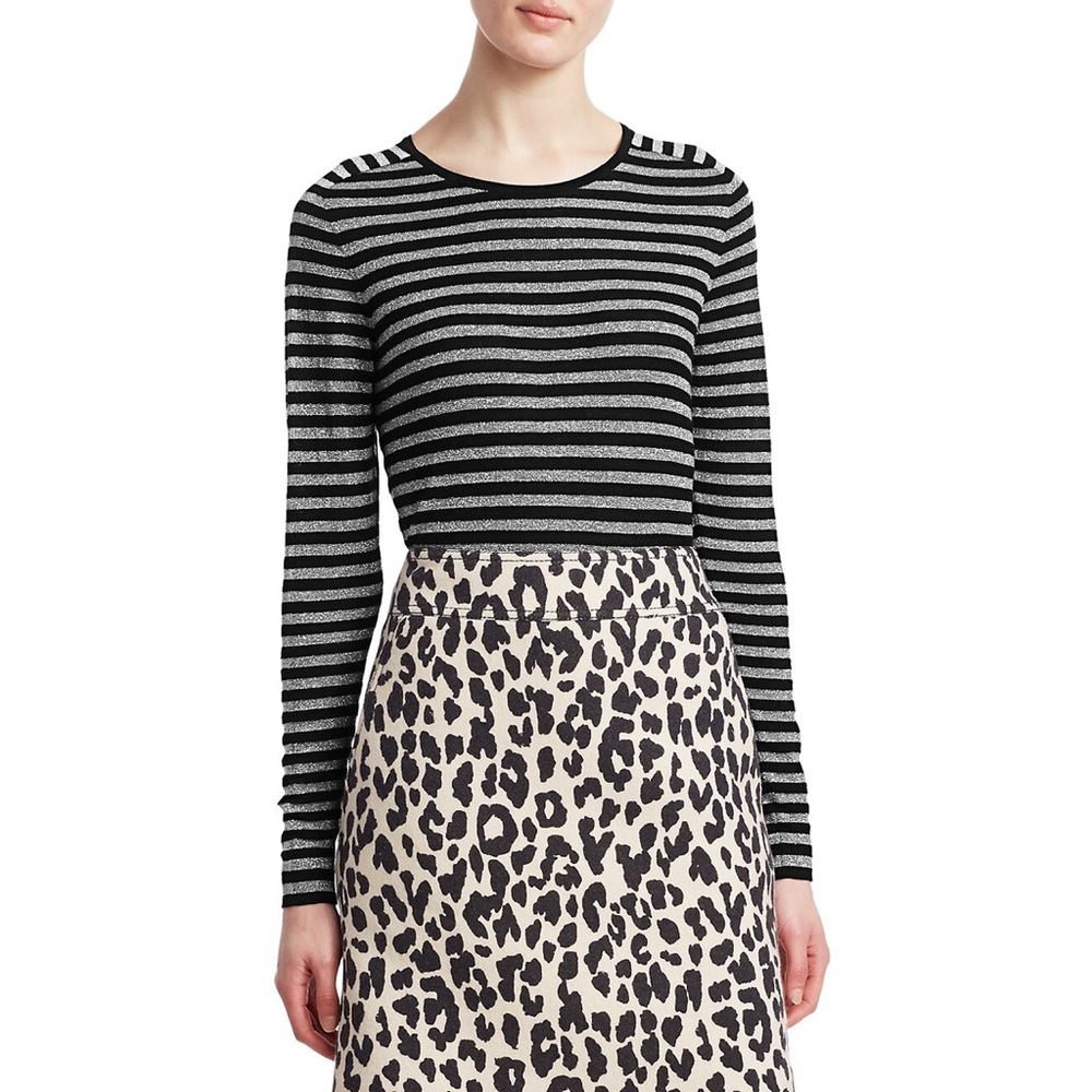 Akris Punto Metallic Stripe Wool-Blend Pullover 12